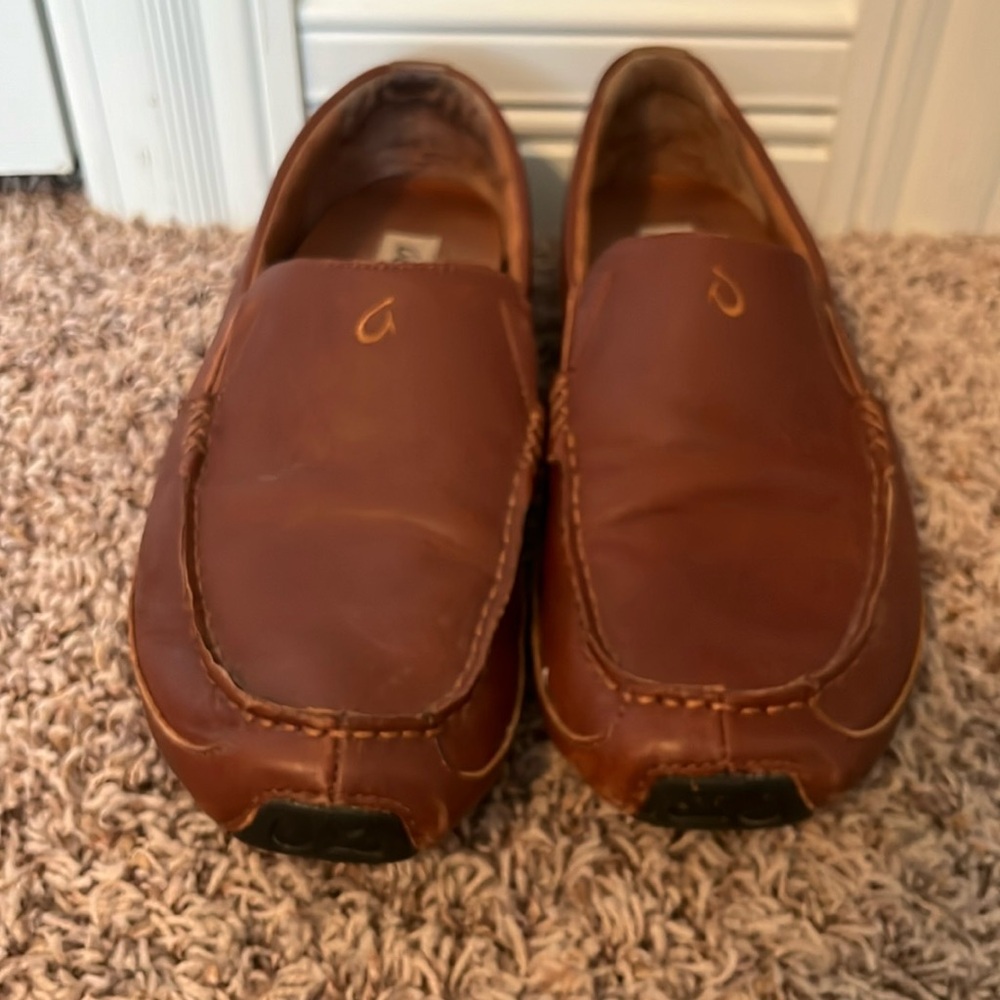 OluKai brown leather skipping men’s Sz 11